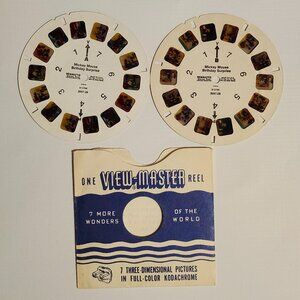 VINTAGE WALT DISNEY View Master Reels Mickey Mouse Birthday Surprise x2